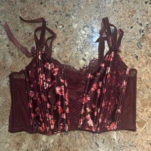 Victoria’s Secret Dream Angels Burgundy Floral Corset Top